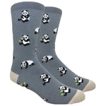 Men's Novelty Crew Socks - Pandas - Dark Grey