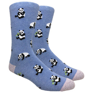 Men's Novelty Crew Socks - Pandas - Blue