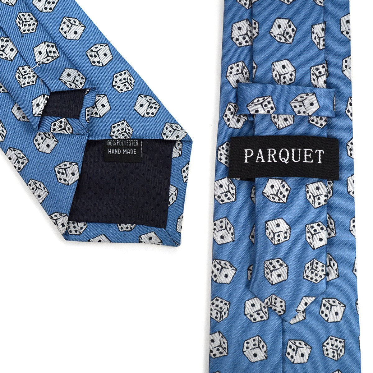 Parquet Men's Novelty Fashion Neckties with Gift Box (Dice Pattern - Blue)