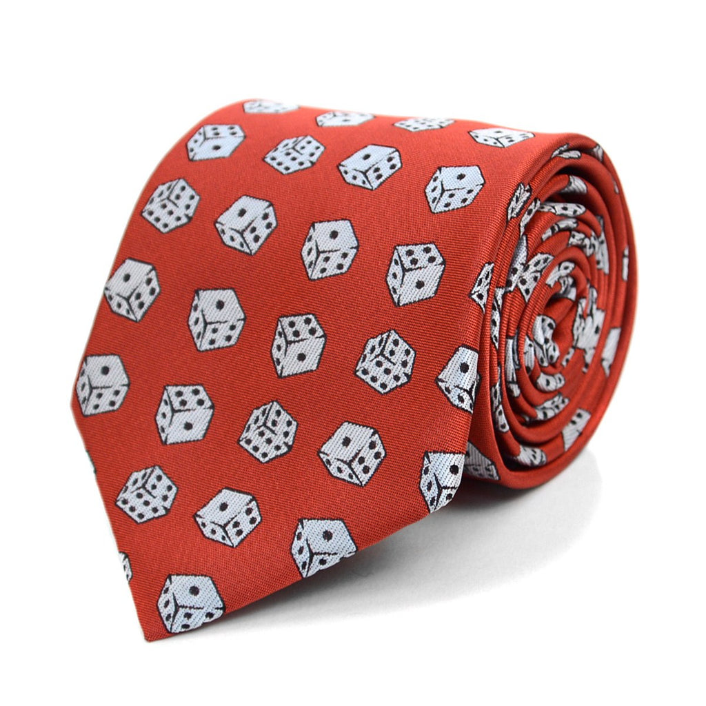 Parquet Men's Novelty Fashion Neckties with Gift Box (Dice Pattern - Red)