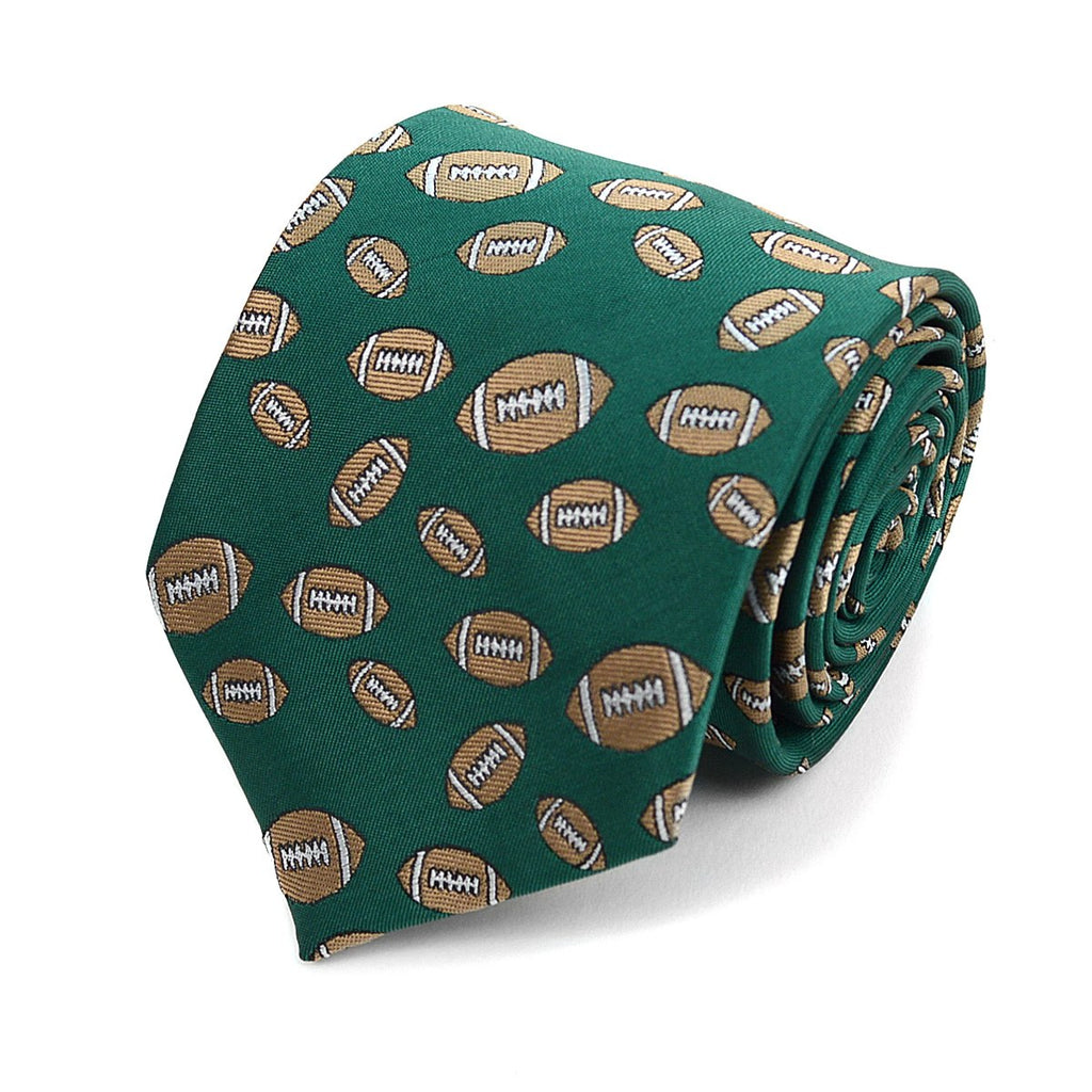 Parquet Men's Novelty Fashion Neckties with Gift Box (Football Pattern - Green)
