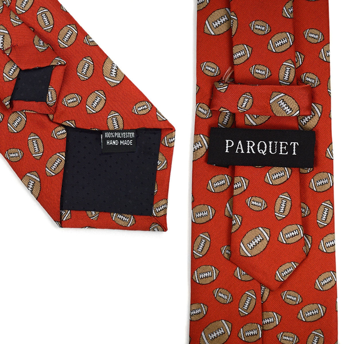 Parquet Men's Novelty Fashion Neckties with Gift Box (Football Pattern - Red)