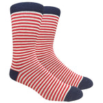 Black Label Men's Dress Socks - Thin Red Stripe with Beige & Navy