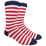 Black Label Men's Dress Socks - Red & White Stripe with Navy
