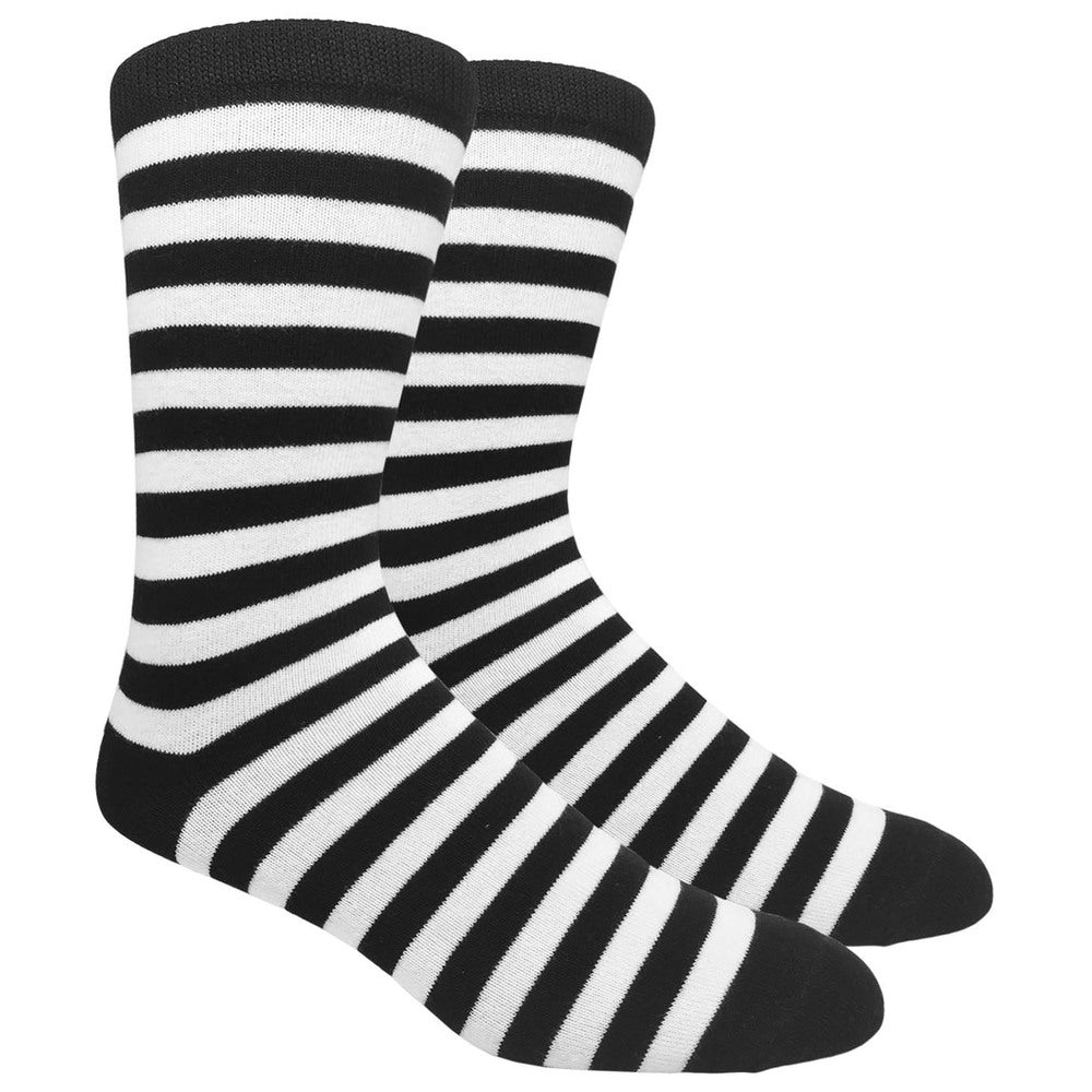 Black Label Men's Dress Socks - Black & White Stripe