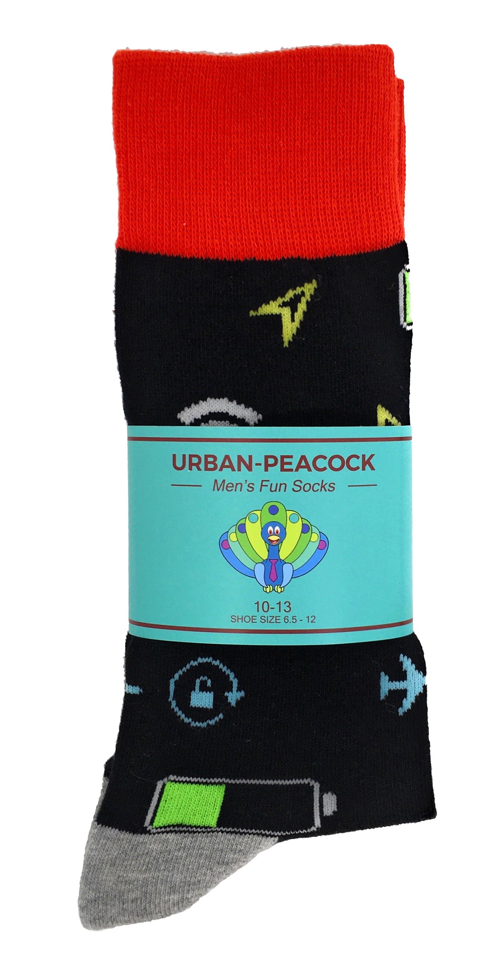 Urban-Peacock Men's Novelty Crew Socks - Smartphone - Black