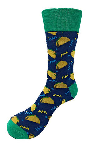 Men's Novelty Crew Socks - Tacos - Navy