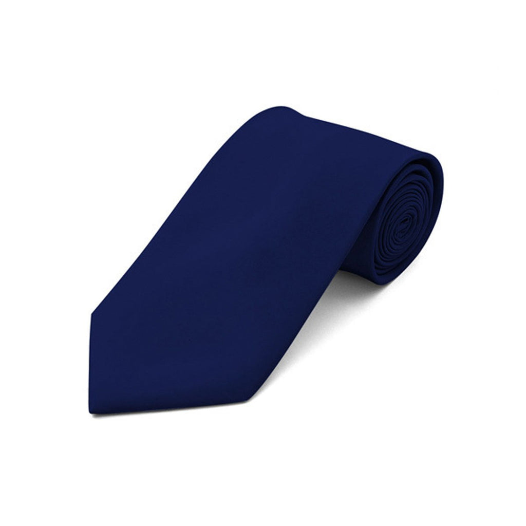 Umo Lorenzo Men's Poly Satin Solid Fashion Neckties with Gift Box (Navy)