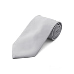 Umo Lorenzo Men's Poly Satin Solid Fashion Neckties with Gift Box (Silver)