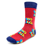 Men's Novelty Crew Socks - YOLO - You Only Live Once - Red