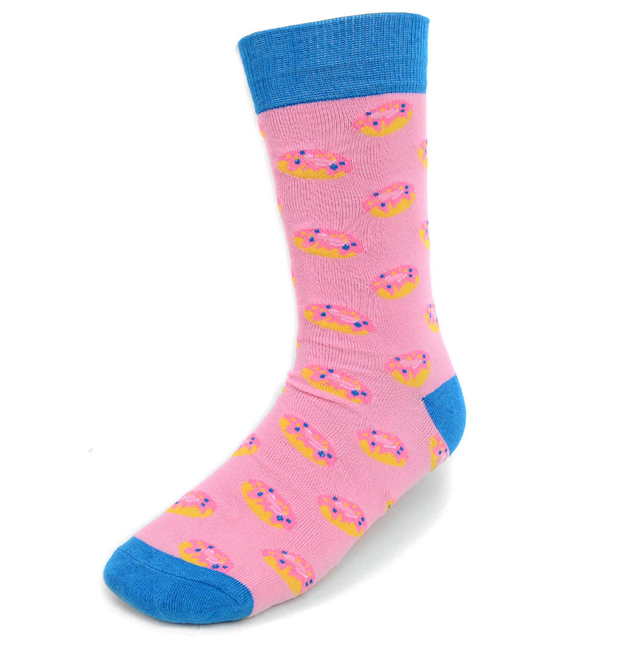 Men's Novelty Crew Socks - Strawberry Doughnut