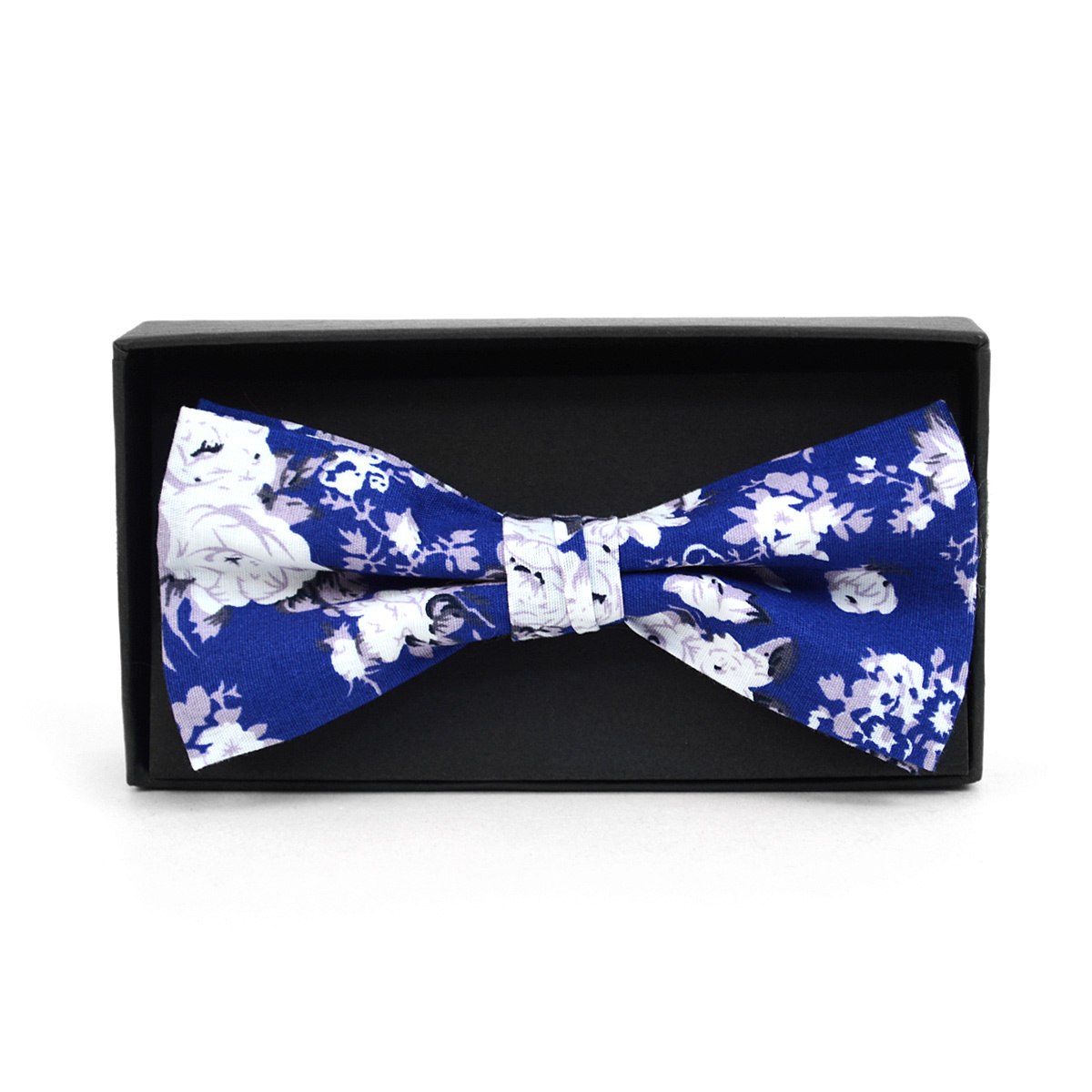 Men's Fashion Wedding Floral Cotton Bow Tie - Royal Blue & White