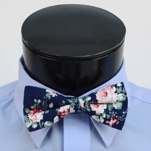Men's Fashion Wedding Floral Cotton Bow Tie - Navy