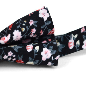 Men's Fashion Wedding Floral Cotton Bow Tie - Black - Small Print