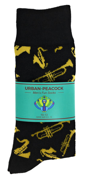 Urban-Peacock Men's Novelty Crew Socks - Brass Instruments
