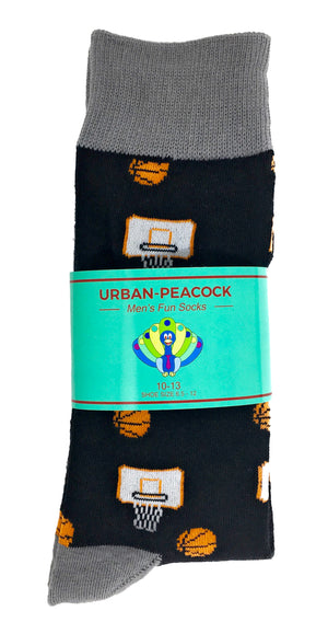 Urban-Peacock Men's Novelty Crew Socks - Basketball - Black