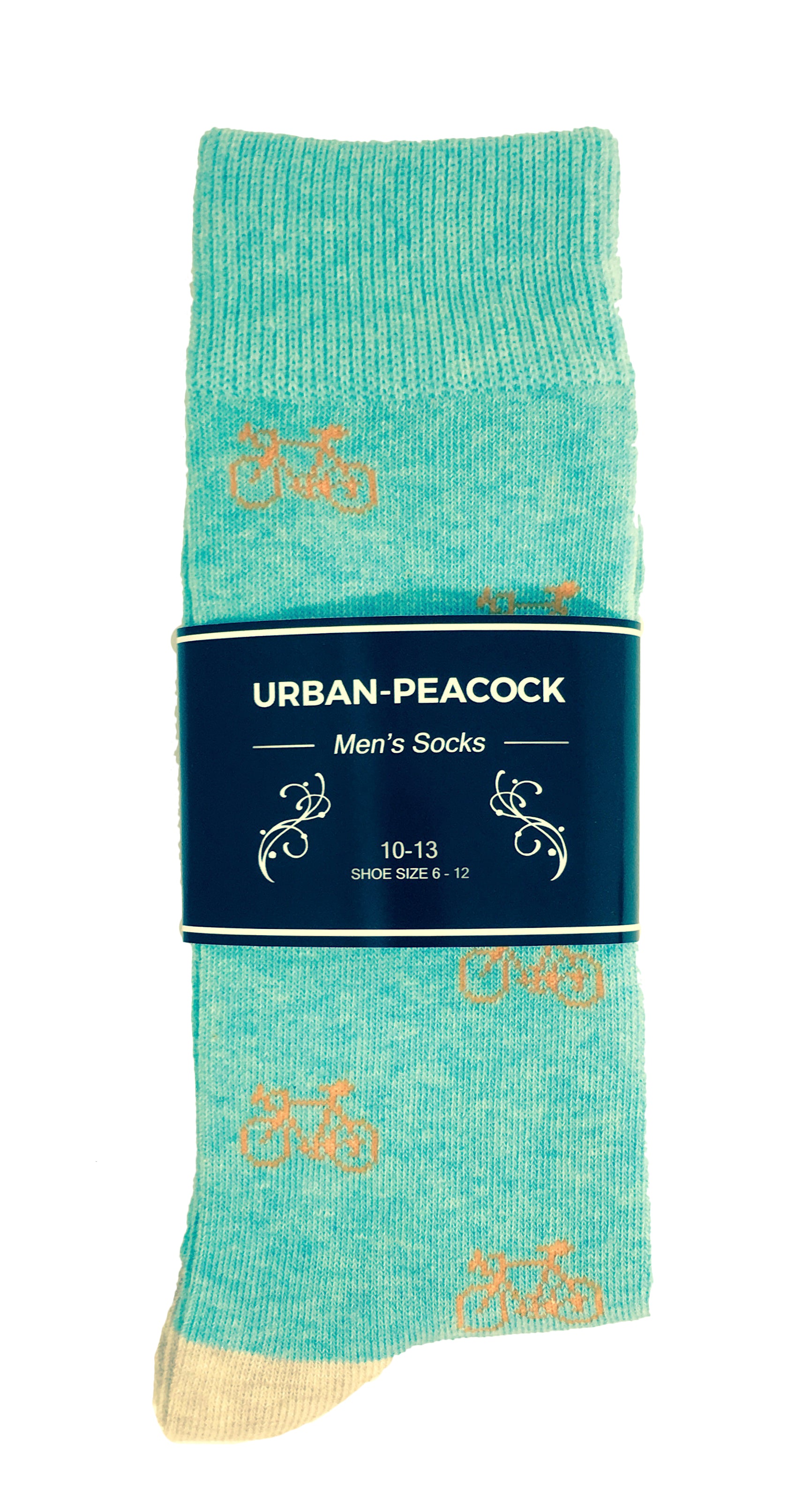 Black Label Men's Dress Socks - Bicycles - Teal with Orange Urban-Peacock Black Label Men's Dress Socks - Bicycles - Teal with Orange Urban-Peacock