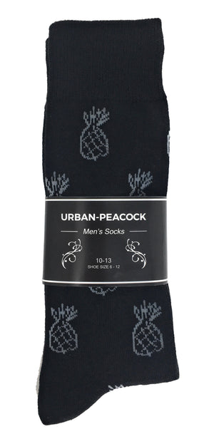 Black Label Men's Dress Socks - Black with Grey Pineapples