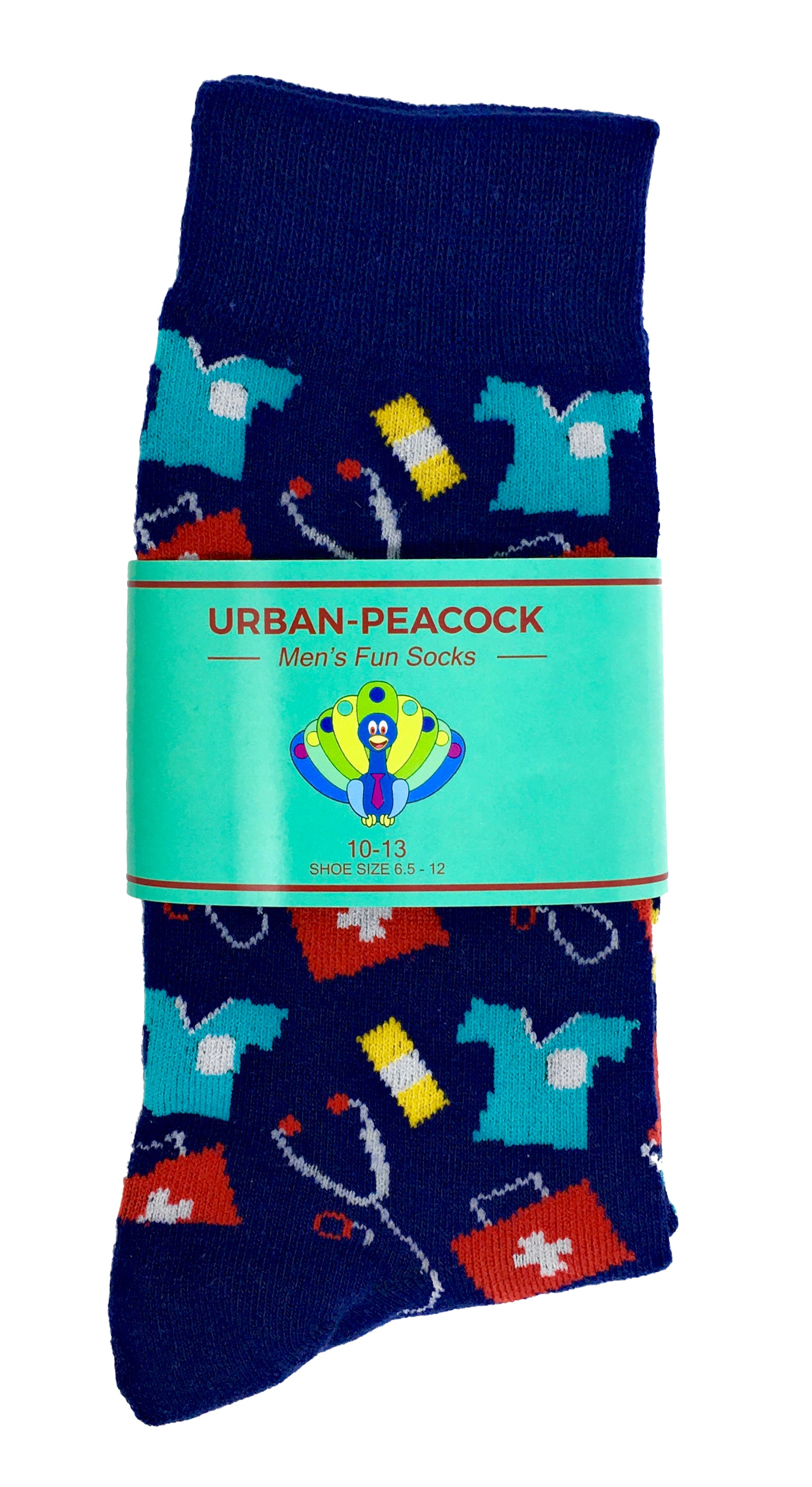 Urban-Peacock Men's Novelty Crew Socks - Doctor / Nurse - Navy
