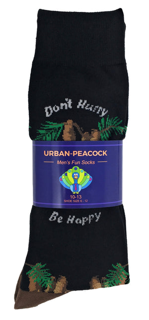 Urban-Peacock Men's Novelty Crew Socks - Don't Hurry Be Happy - Black