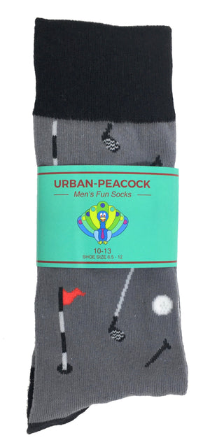 Urban-Peacock Men's Novelty Crew Socks - Golf - Grey and Black