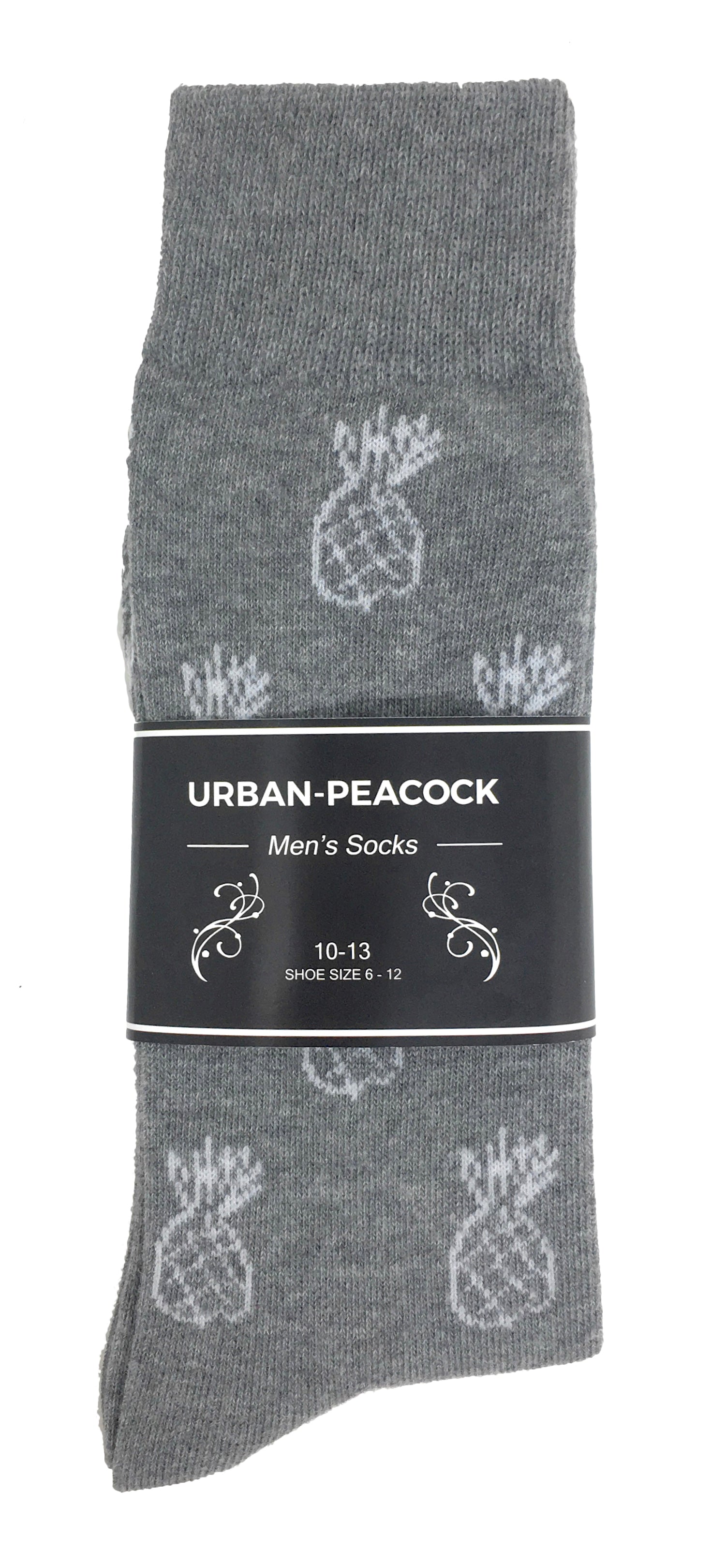 Black Label Men's Dress Socks - Grey with White Pineapples