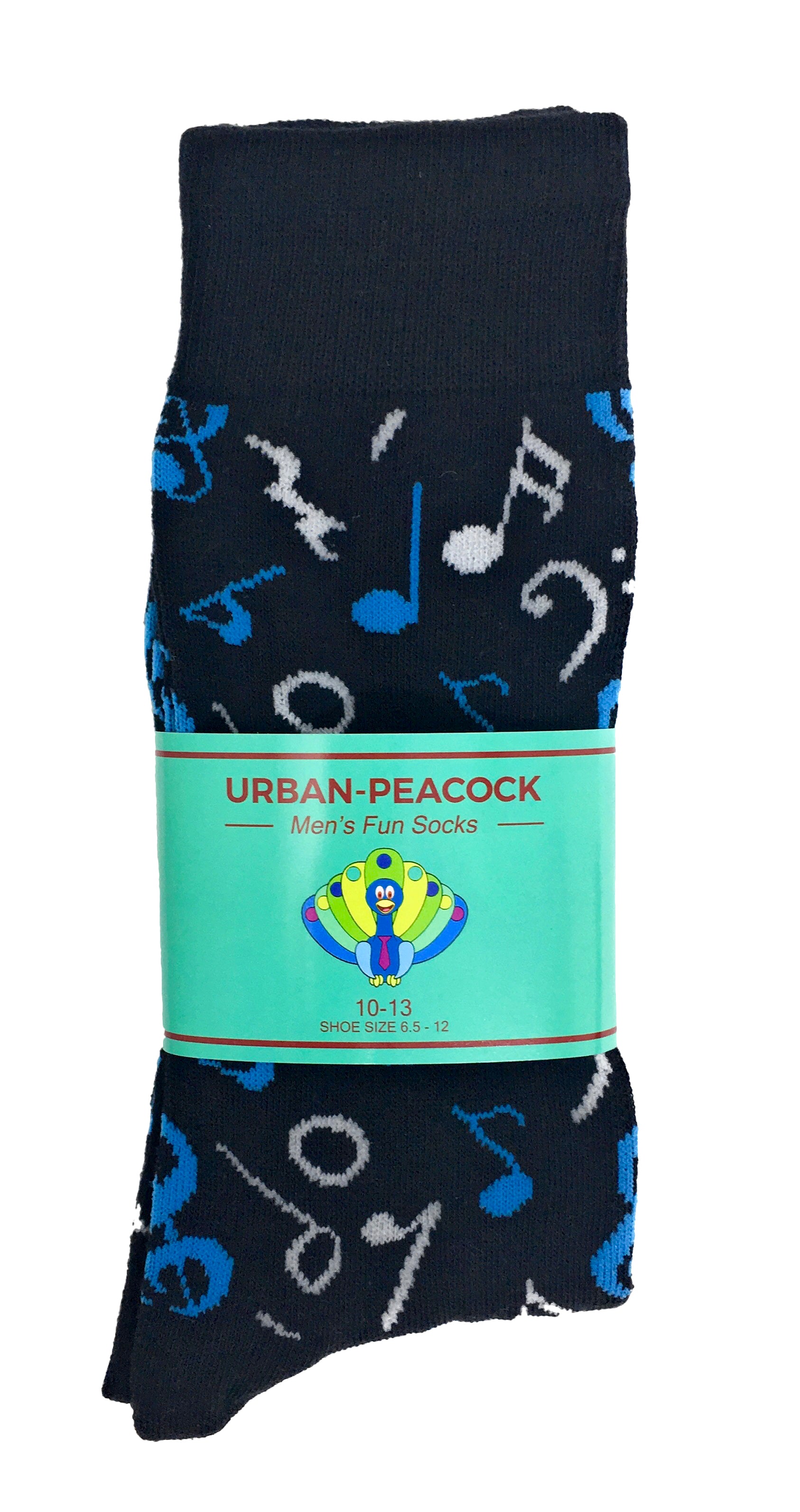 Urban-Peacock Men's Novelty Crew Socks - Music Notes - Black