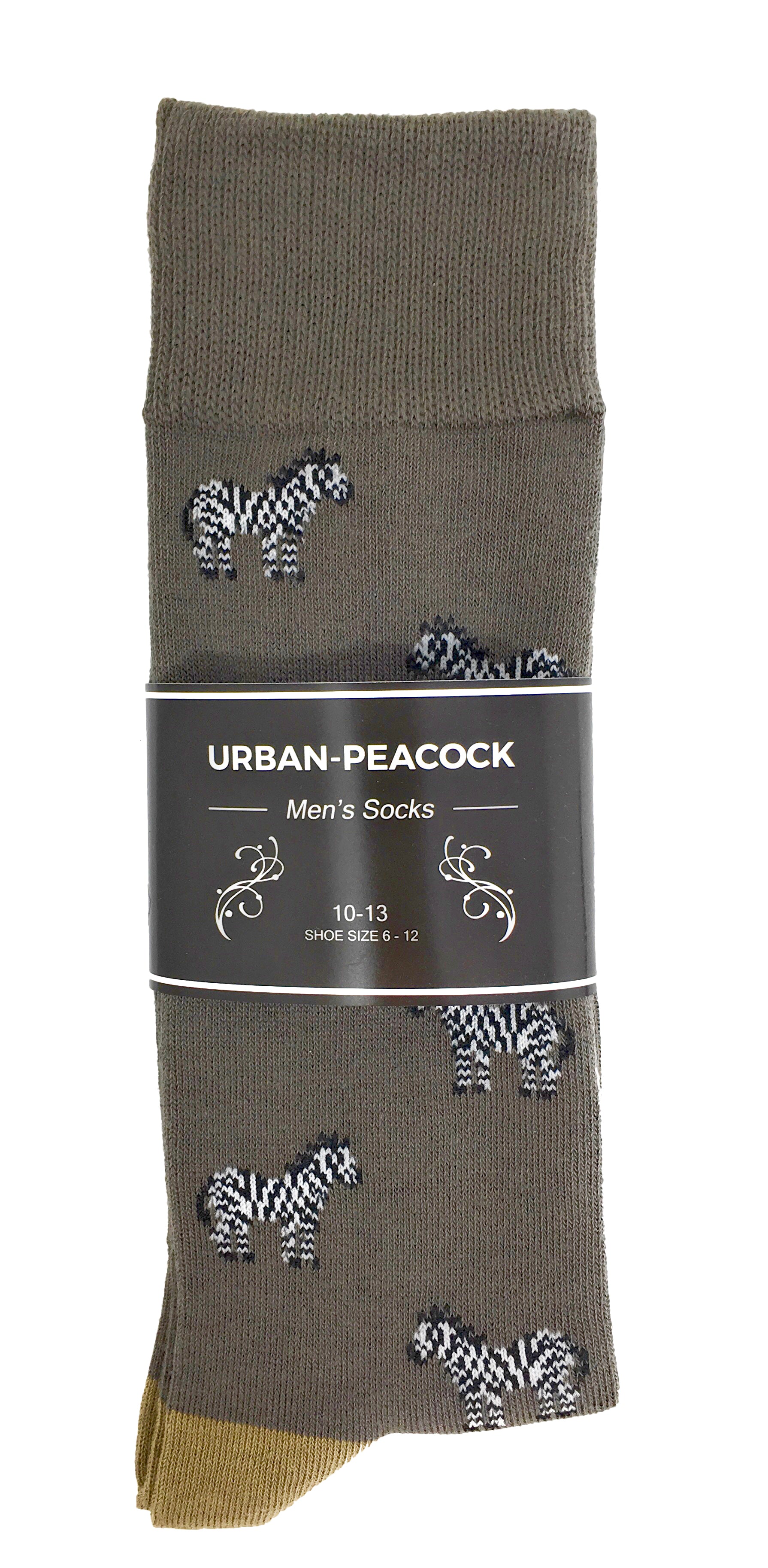 Black Label Men's Dress Socks - Zebra - Warm Grey