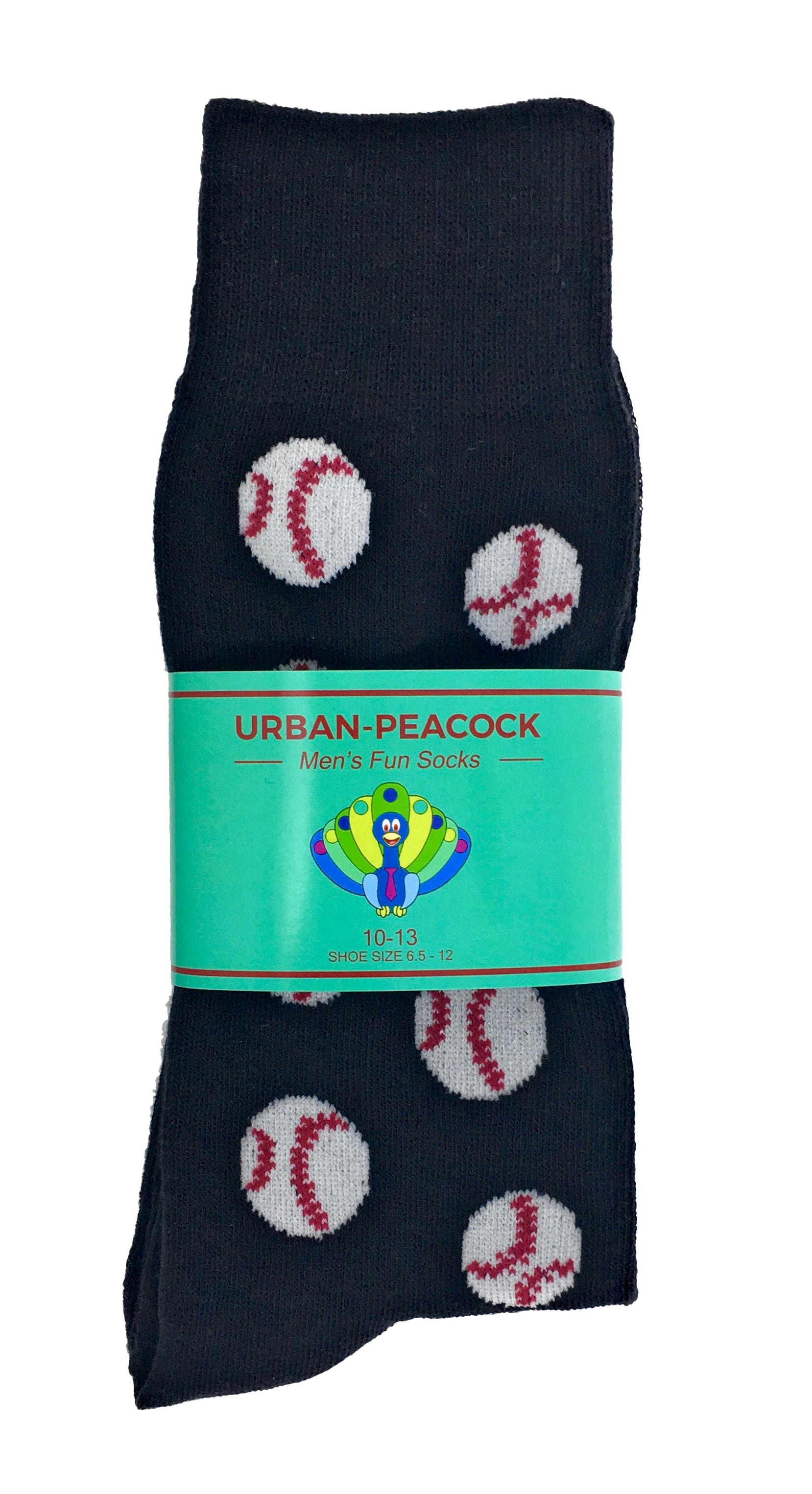 Urban-Peacock Men's Novelty Crew Socks - Baseballs Black
