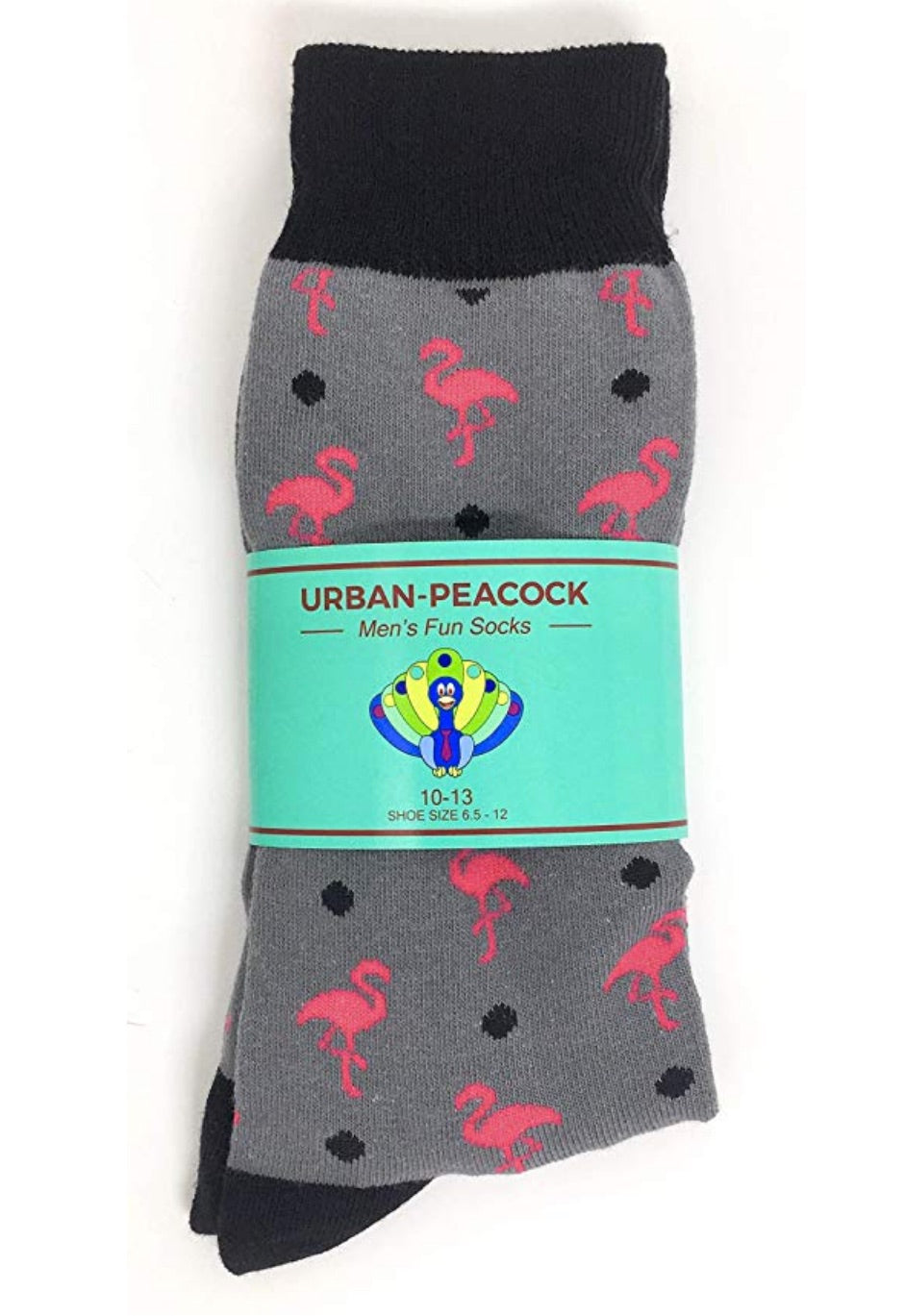 Men's Novelty Crew Socks - Flamingos - Grey