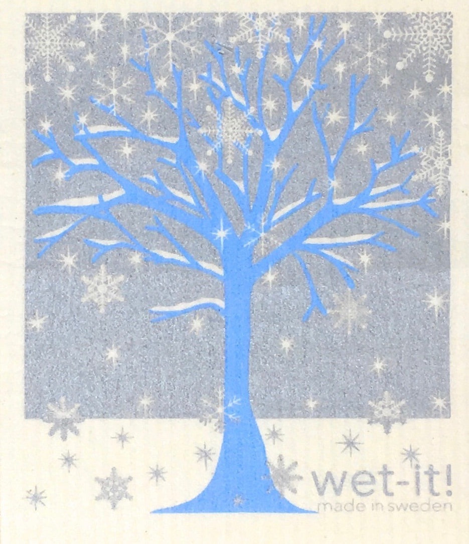 Swedish Treasures Wet-it! Dishcloth & Cleaning Cloth - Winter Tree Blue