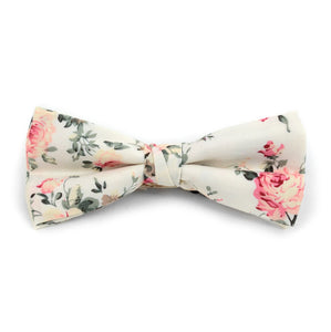 Men's Fashion Wedding Floral Cotton Bow Tie - Cream