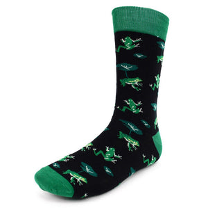 Urban-Peacock Men's Novelty Crew Socks - Frogs - Black & Green