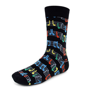 Men's Novelty Crew Socks - Music Sheet - Colorful