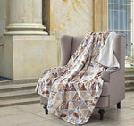 Regal Comfort Faux Fur Luxury Sherpa Throw Blanket in Praline Triangle Grid